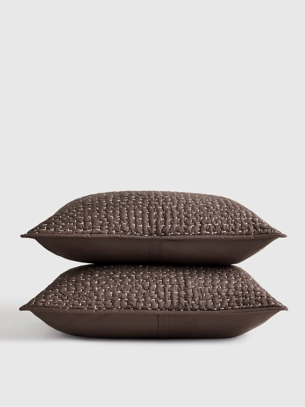 Quince Organic Cotton Hand Stitched King Sham Set, Espresso, NWOT